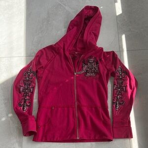 Bejeweled Pink Hooded Jacket with Embellishments